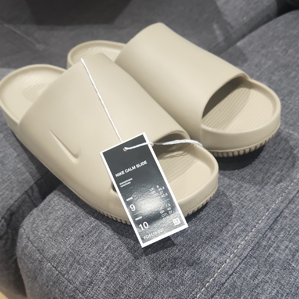Nike Calm Slide Sandals in Light Beige